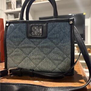 Steve Madden Quilted Blue and Black denim Crossbody Bag